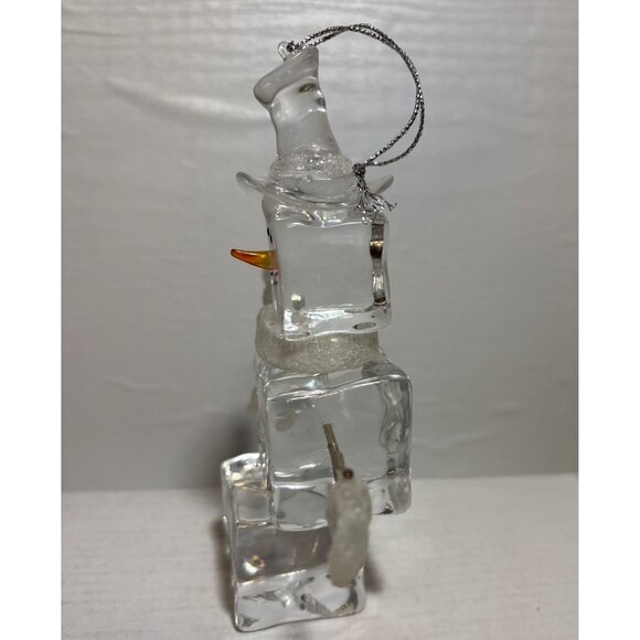 Snowman Ice Cube Acrylic Ornament Clear Frosted Accents 6" Winter Decor - Picture 6 of 10
